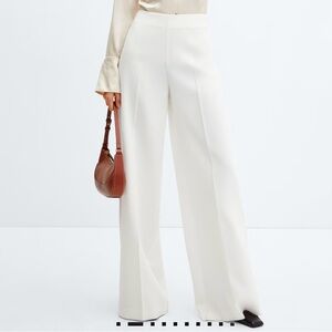 MANGO flowy wide leg high waist white palazzo pants SIZE 10